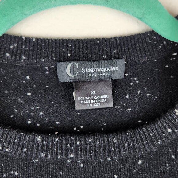 C by Bloomingdale's 100% Cashmere Black Speckled Crewneck Sweater XS *read* - Picture 5 of 8